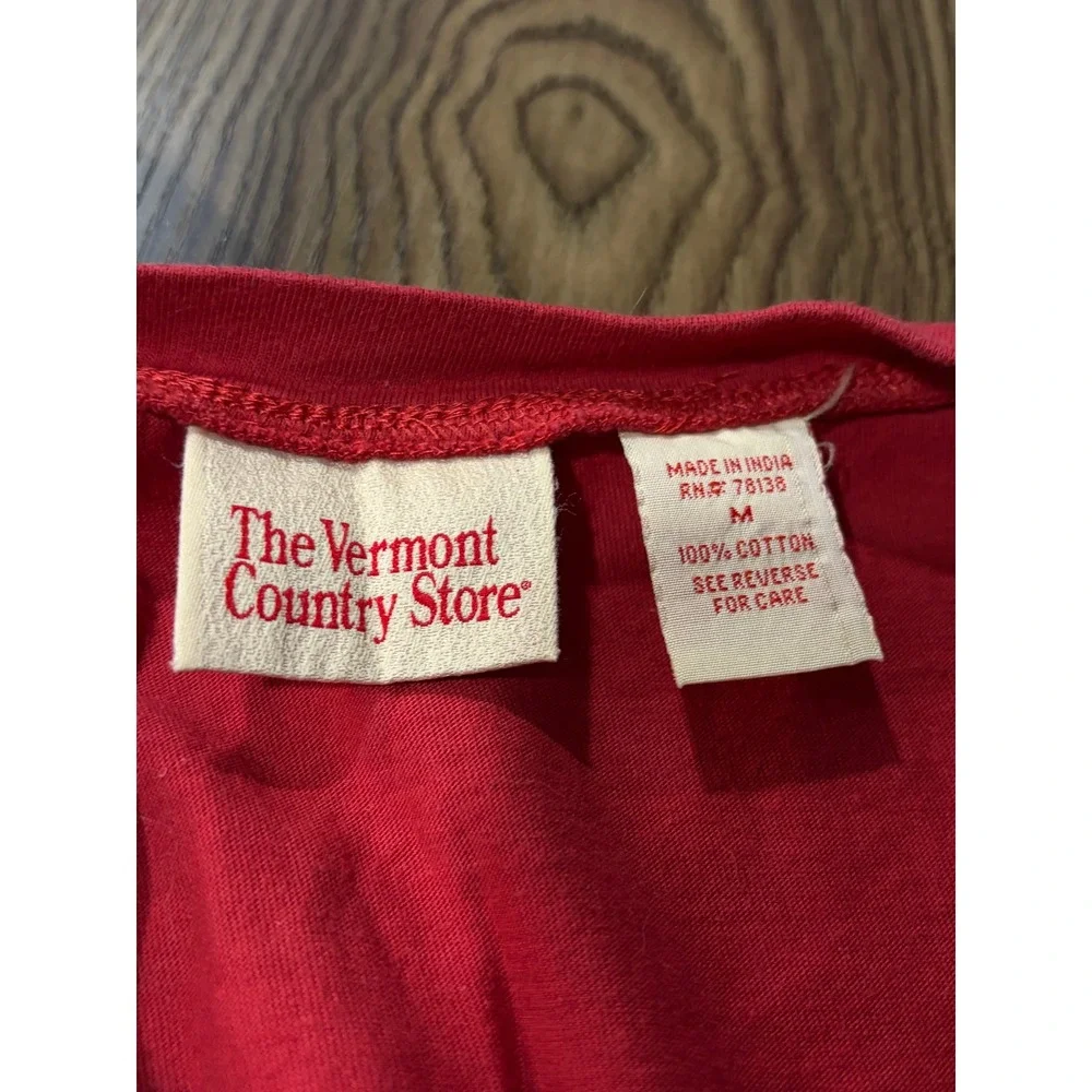 Vermont Country Store Red Floral Embroidered Cotton Square Neck Top M Boho - Picture 3 of 8